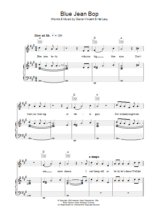 Paul McCartney Blue Jean Bop sheet music notes and chords. Download Printable PDF.