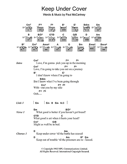 Paul McCartney Keep Under Cover sheet music notes and chords arranged for Guitar Chords/Lyrics