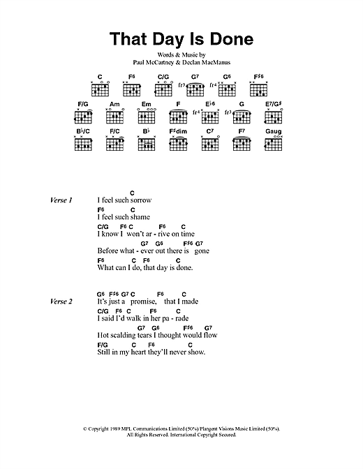 Paul McCartney That Day Is Done sheet music notes and chords arranged for Guitar Chords/Lyrics