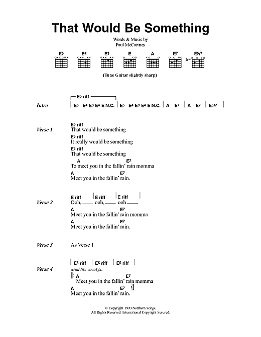 Paul McCartney That Would Be Something sheet music notes and chords arranged for Guitar Chords/Lyrics