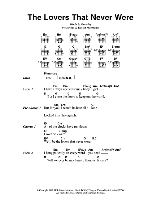 Paul McCartney The Lovers That Never Were sheet music notes and chords arranged for Guitar Chords/Lyrics