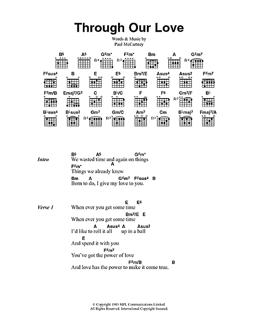 Paul McCartney Through Our Love sheet music notes and chords arranged for Guitar Chords/Lyrics