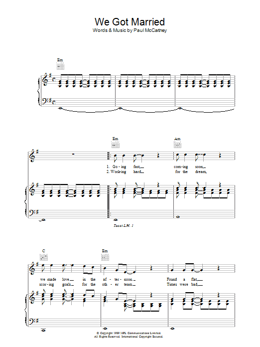 Paul McCartney We Got Married sheet music notes and chords. Download Printable PDF.