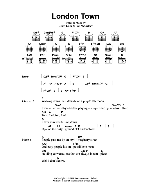 Paul McCartney & Wings London Town sheet music notes and chords arranged for Guitar Chords/Lyrics