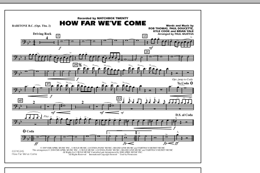 Paul Murtha How Far We've Come - Baritone B.C. (Opt. Tbn. 2) sheet music notes and chords. Download Printable PDF.