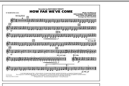 Paul Murtha How Far We've Come - Eb Baritone Sax sheet music notes and chords. Download Printable PDF.
