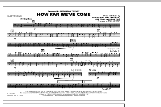 Paul Murtha How Far We've Come - Electric Bass sheet music notes and chords. Download Printable PDF.