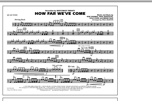 Paul Murtha How Far We've Come - Quad Toms sheet music notes and chords. Download Printable PDF.