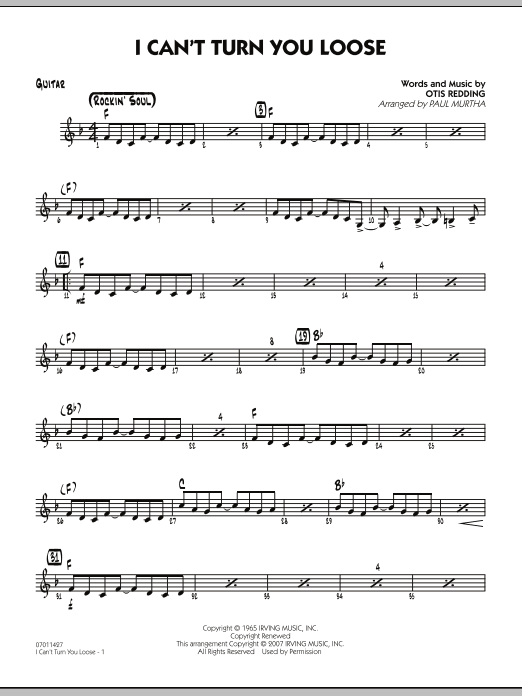 Paul Murtha I Can't Turn You Loose - Guitar sheet music notes and chords. Download Printable PDF.