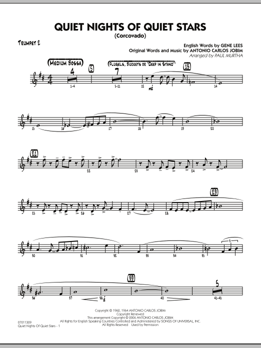Paul Murtha Quiet Nights Of Quiet Stars (Corcovado) - Trumpet 2 sheet music notes and chords. Download Printable PDF.