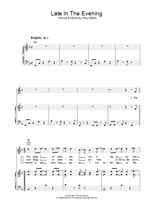 Paul Simon Late In The Evening sheet music notes and chords. Download Printable PDF.