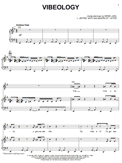 Paula Abdul Vibeology sheet music notes and chords arranged for Piano, Vocal & Guitar Chords (Right-Hand Melody)