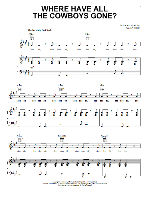 Paula Cole Where Have All The Cowboys Gone? sheet music notes and chords arranged for Guitar Chords/Lyrics