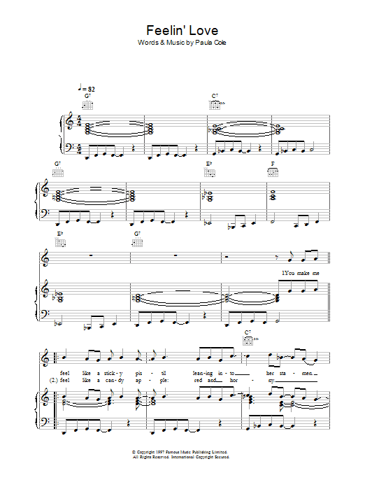 Paula Cole Feelin' Love sheet music notes and chords. Download Printable PDF.