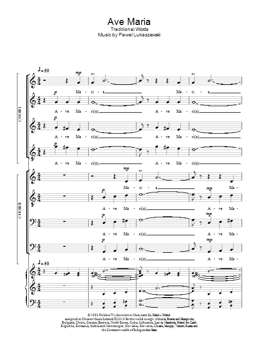 Pawel Lukaszewski Ave Maria sheet music notes and chords arranged for SSA Choir