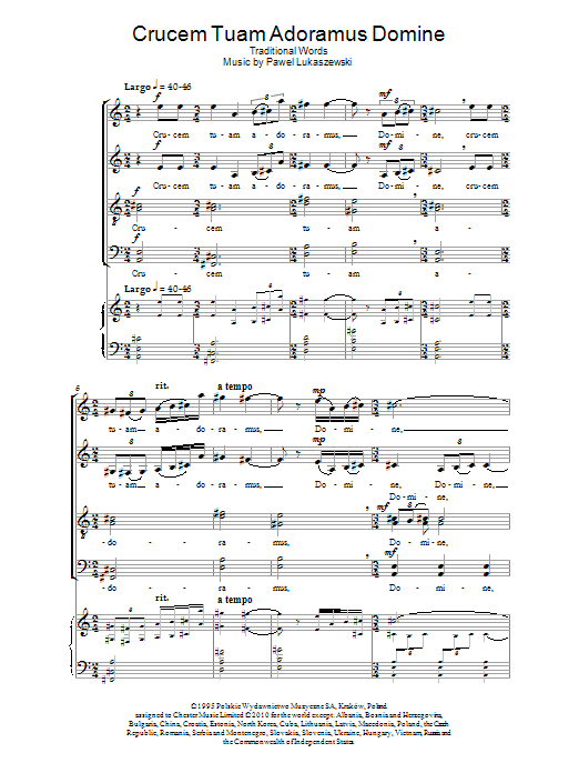 Pawel Lukaszewski Crucem Tuam Adoremus Domine sheet music notes and chords arranged for Choir