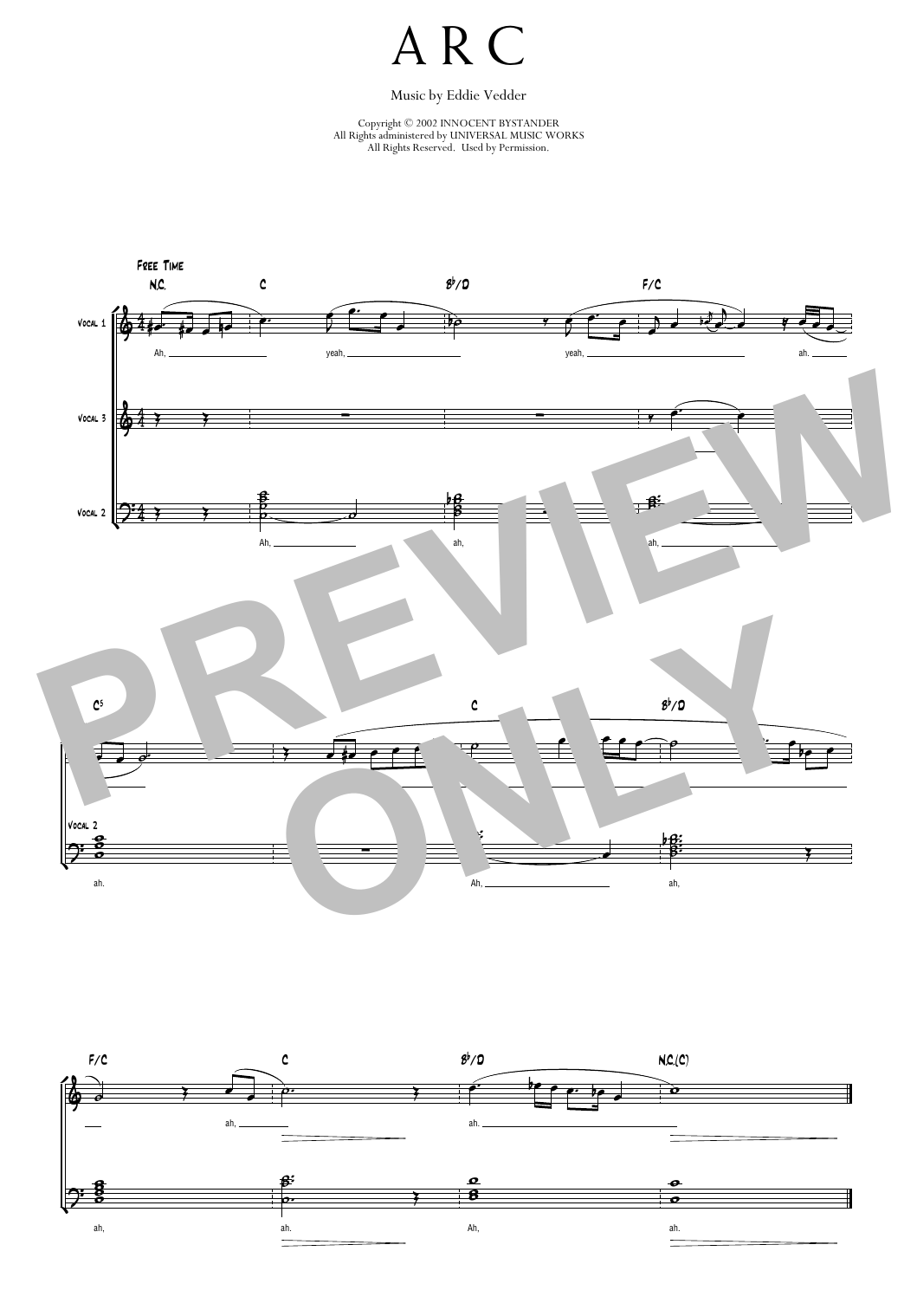 Pearl Jam Arc sheet music notes and chords arranged for Transcribed Score