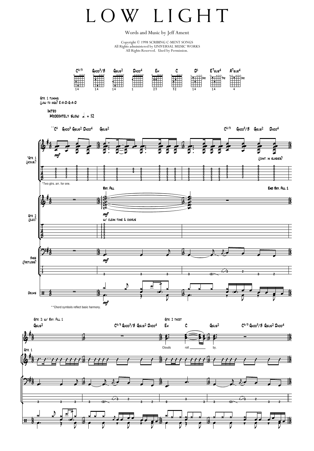 Pearl Jam Low Light sheet music notes and chords arranged for Transcribed Score