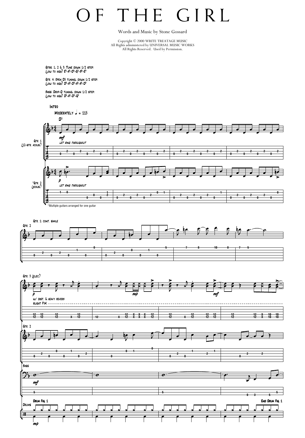 Pearl Jam Of The Girl sheet music notes and chords arranged for Transcribed Score