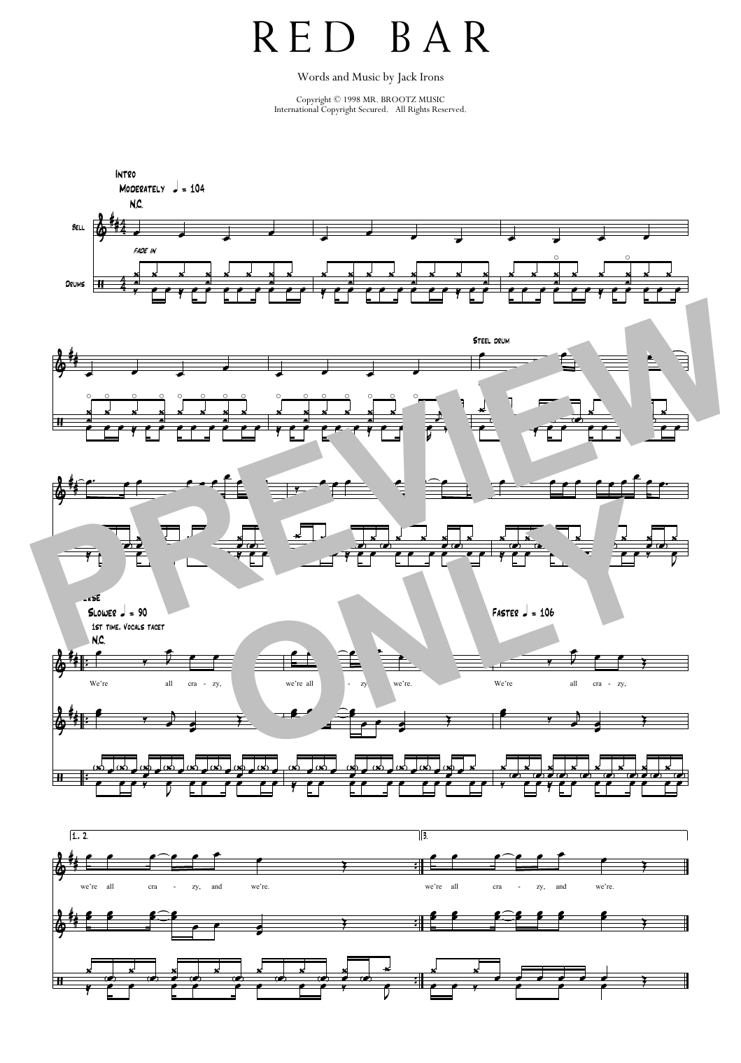 Pearl Jam Red Bar sheet music notes and chords arranged for Transcribed Score