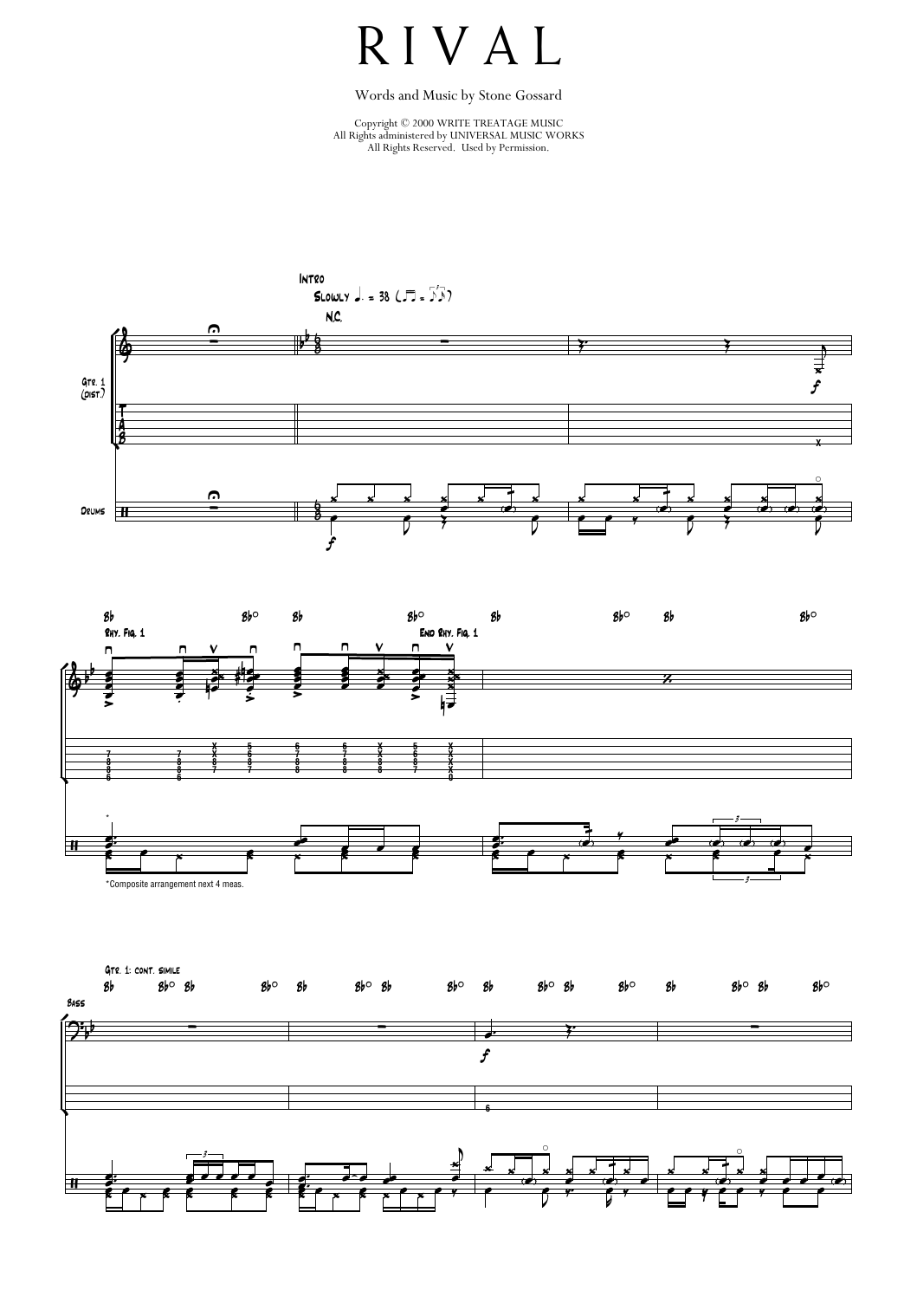 Pearl Jam Rival sheet music notes and chords arranged for Transcribed Score