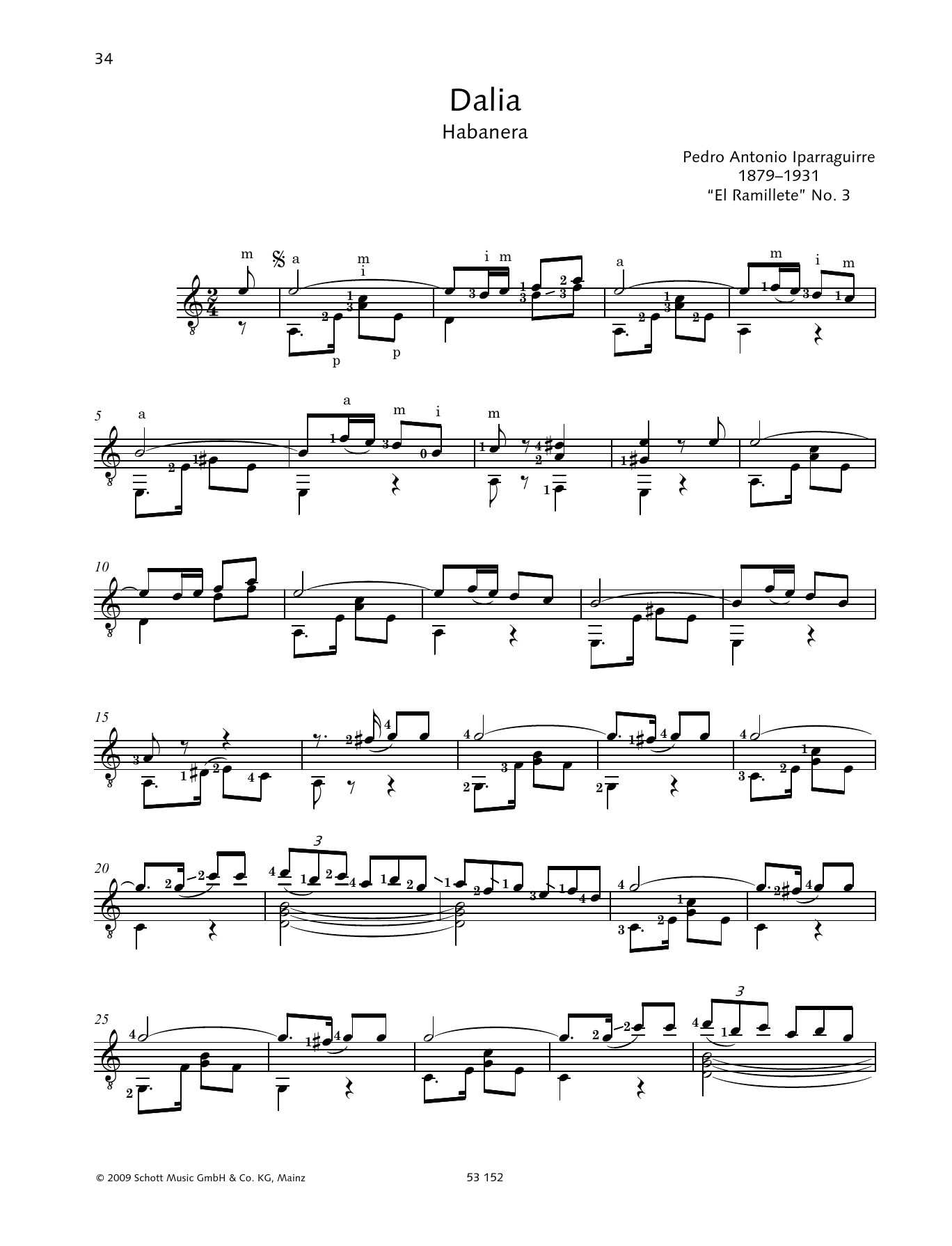 Pedro Antonio Iparraguirre Dalia sheet music notes and chords arranged for Solo Guitar