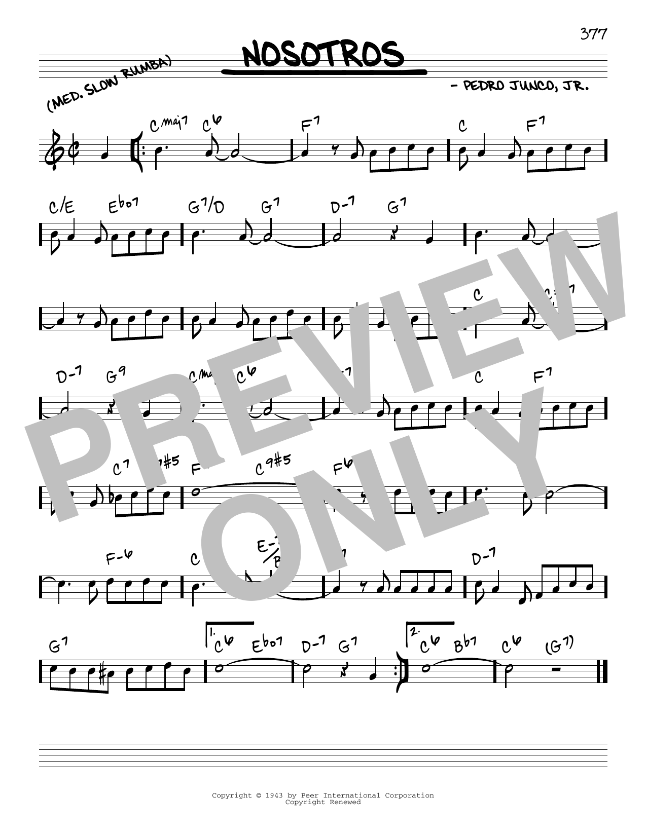 Pedro Junco, Jr. Nosotros sheet music notes and chords arranged for Real Book – Melody & Chords
