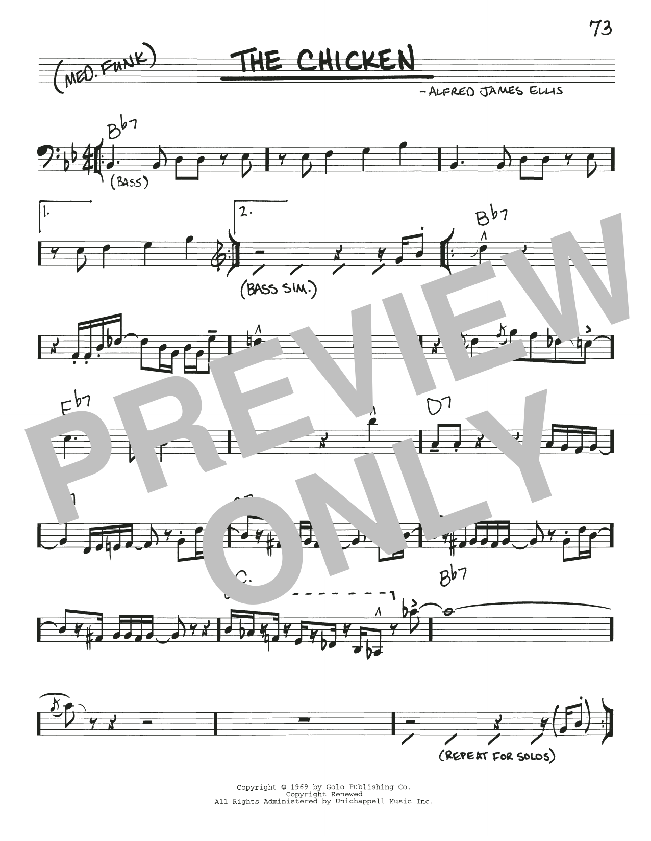 Pee Wee Ellis The Chicken sheet music notes and chords arranged for Real Book – Melody & Chords