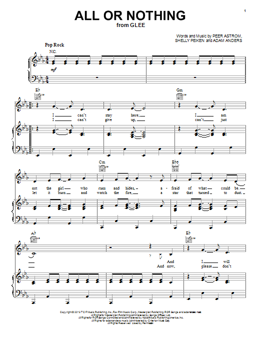 Peer Astrom All Or Nothing sheet music notes and chords arranged for Piano, Vocal & Guitar Chords (Right-Hand Melody)