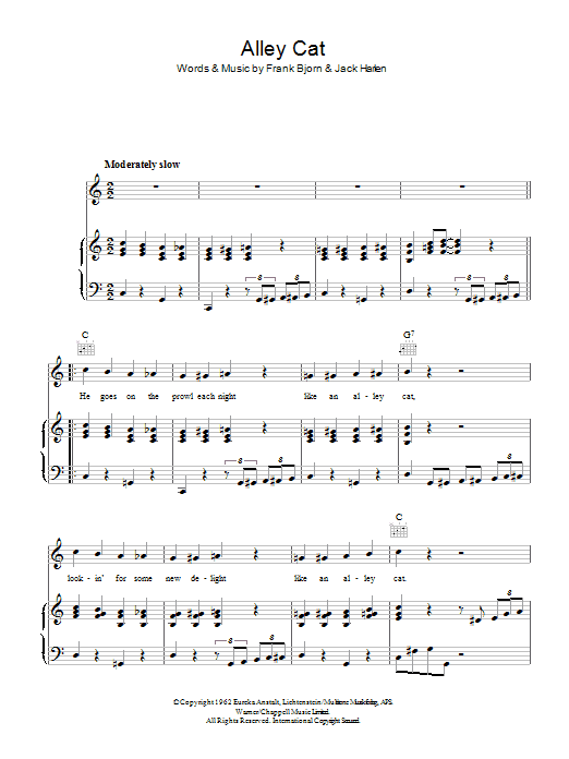 Peggy Lee Alley Cat sheet music notes and chords arranged for Piano, Vocal & Guitar Chords
