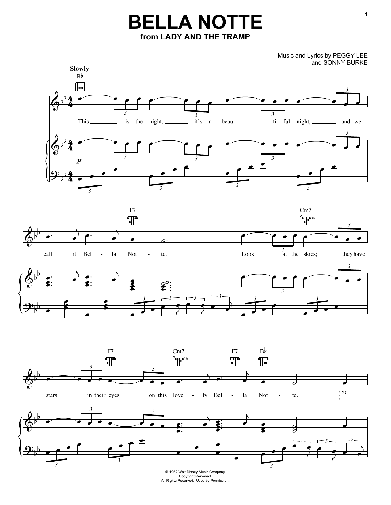 Peggy Lee Bella Notte (This Is The Night) (from Lady And The Tramp) sheet music notes and chords arranged for Trumpet Solo