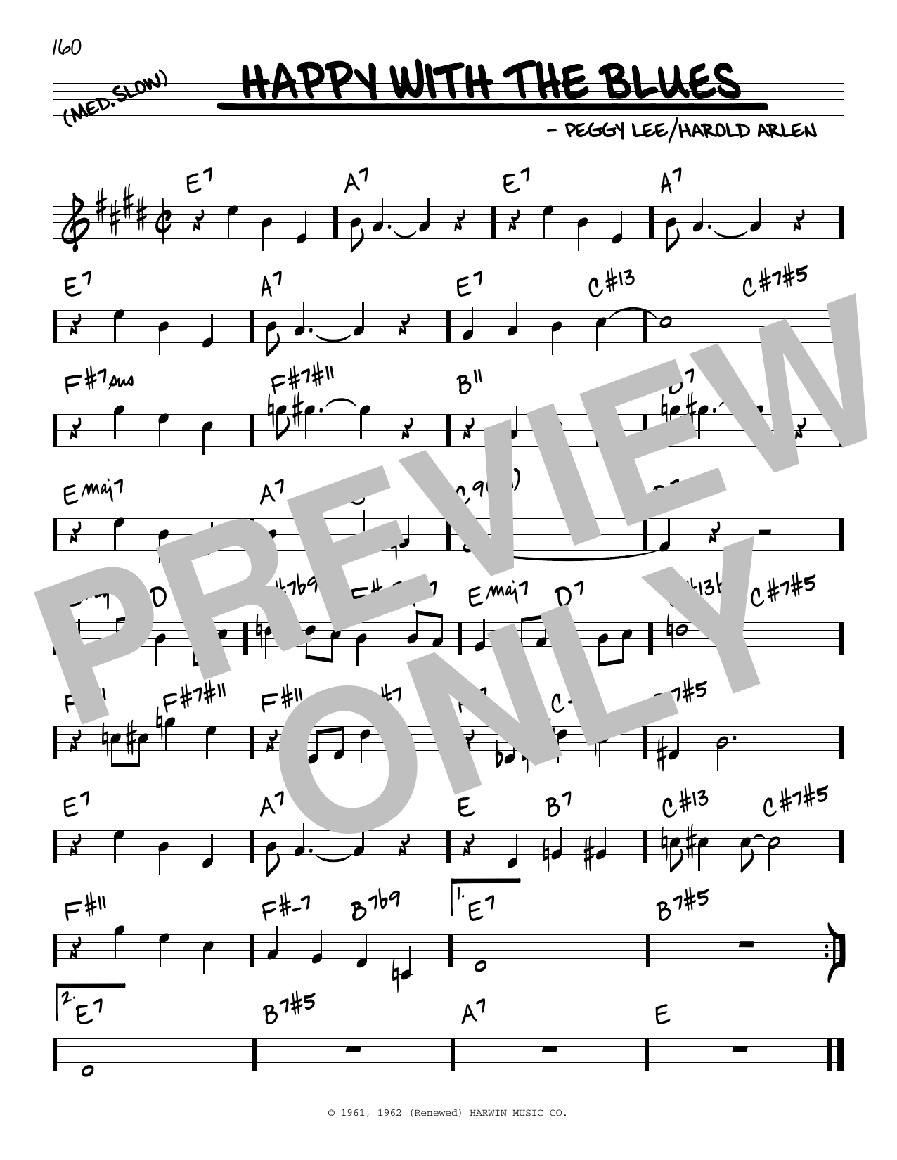 Peggy Lee Happy With The Blues sheet music notes and chords arranged for Real Book – Melody & Chords