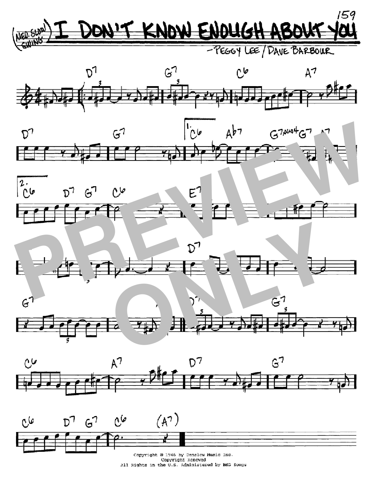 Peggy Lee I Don't Know Enough About You sheet music notes and chords arranged for Real Book – Melody & Chords – C Instruments