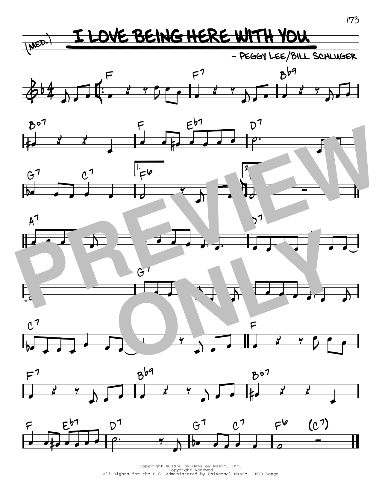 Peggy Lee I Love Being Here With You sheet music notes and chords arranged for Real Book – Melody & Chords