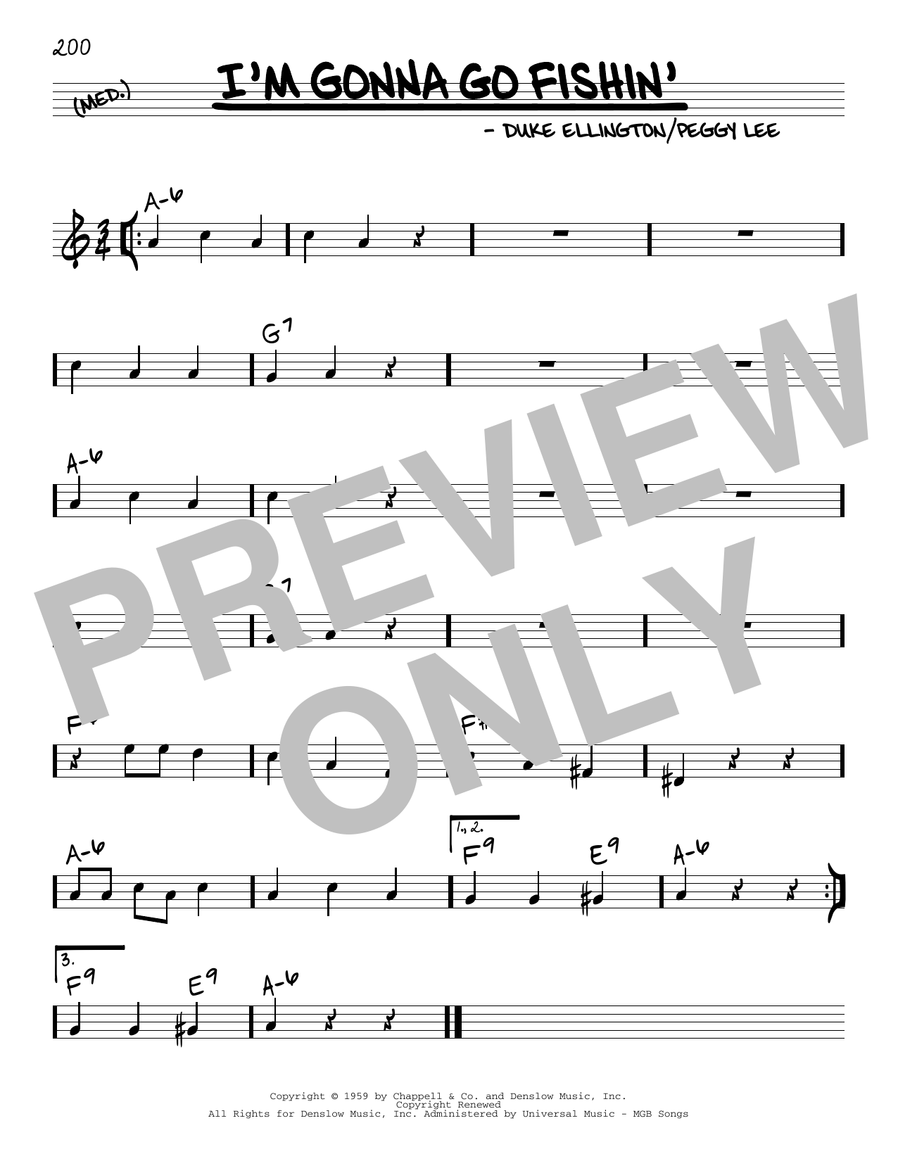 Peggy Lee I'm Gonna Go Fishin' sheet music notes and chords arranged for Real Book – Melody & Chords