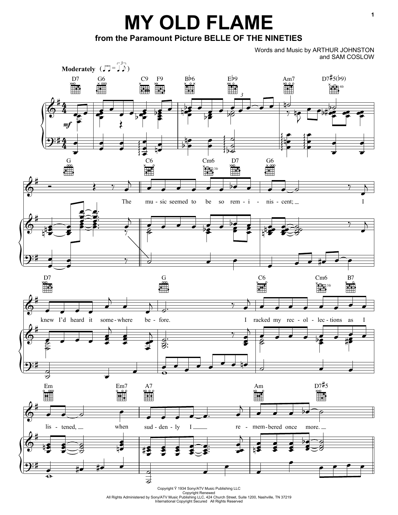Peggy Lee My Old Flame sheet music notes and chords arranged for Piano Solo