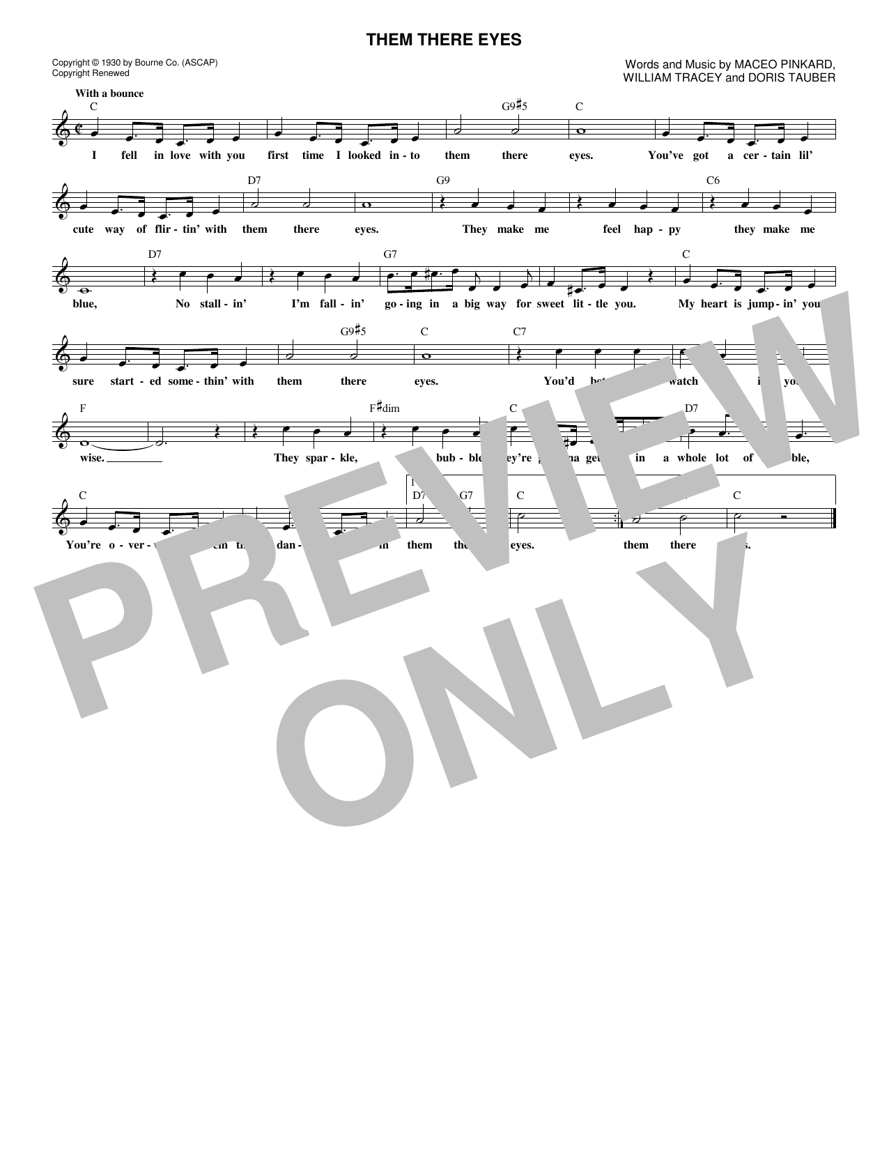 Peggy Lee Them There Eyes sheet music notes and chords arranged for Lead Sheet / Fake Book