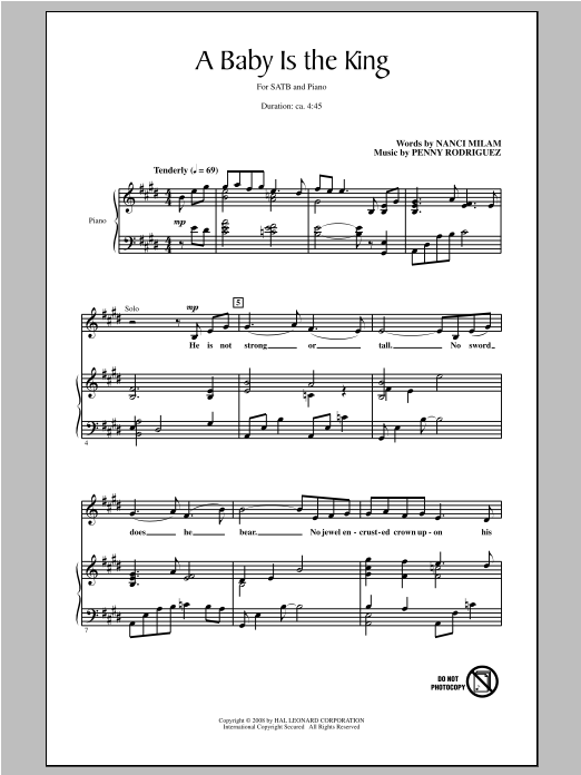 Penny Rodqiguez A Baby Is The King sheet music notes and chords arranged for SATB Choir