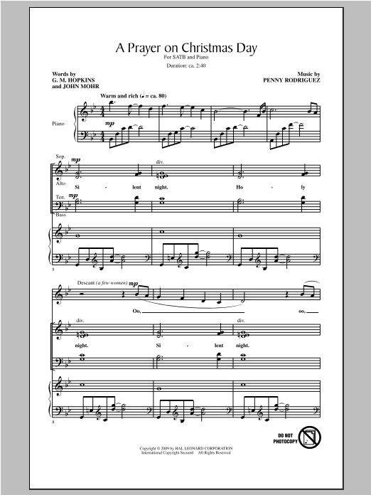 Penny Rodriguez A Prayer On Christmas Day sheet music notes and chords arranged for SATB Choir