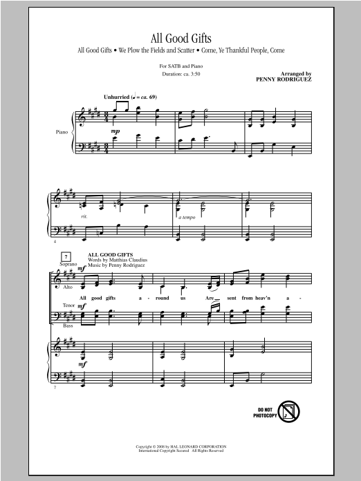 Penny Rodriguez All Good Gifts sheet music notes and chords arranged for SATB Choir