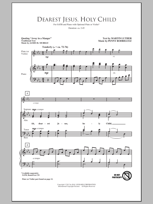 Penny Rodriguez Dearest Jesus, Holy Child sheet music notes and chords arranged for SATB Choir