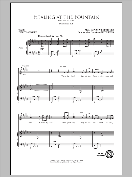 Penny Rodriguez Healing At The Fountain sheet music notes and chords arranged for SATB Choir