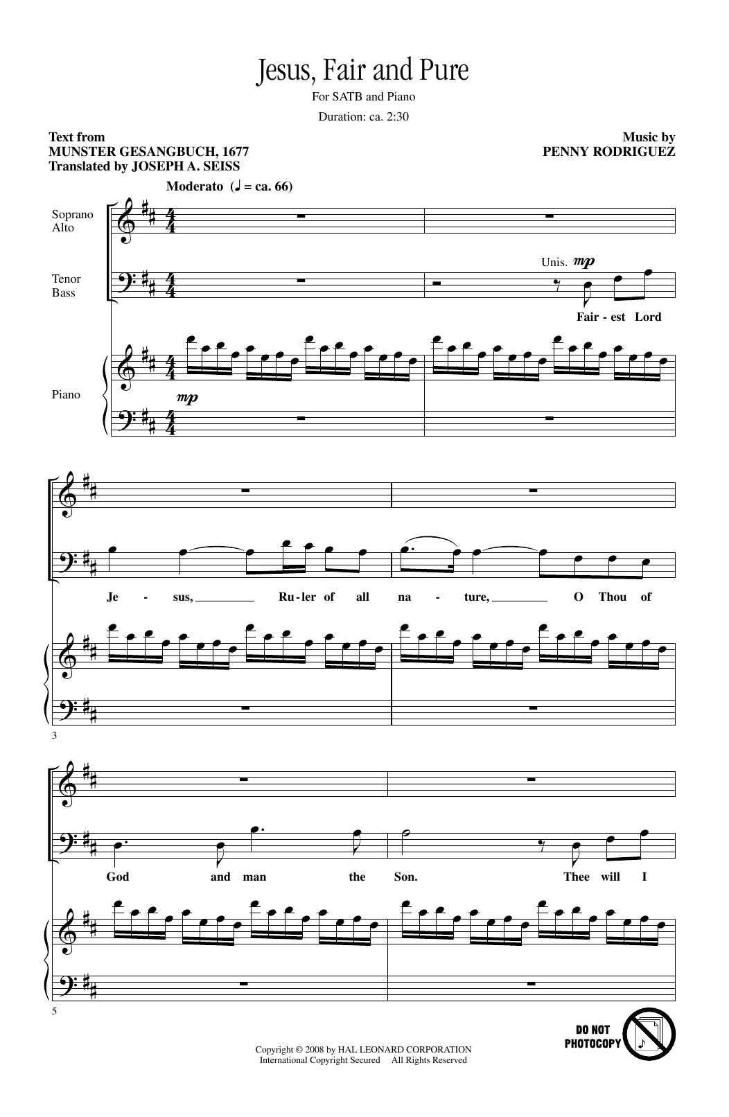 Penny Rodriguez Jesus, Fair And Pure sheet music notes and chords arranged for SATB Choir