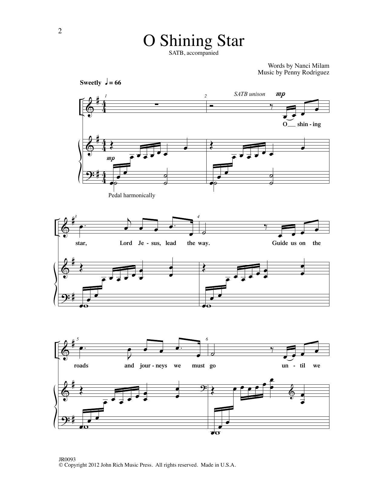 Penny Rodriguez O Shining Star sheet music notes and chords arranged for SATB Choir