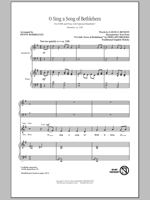 Penny Rodriguez O Sing A Song Of Bethlehem sheet music notes and chords arranged for SATB Choir