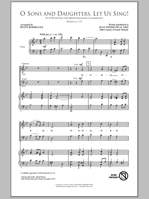 Penny Rodriguez O Sons And Daughters, Let Us Sing! sheet music notes and chords arranged for SATB Choir