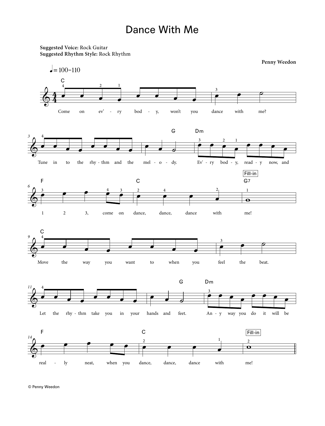Penny Weedon Dance With Me (LCME Electronic Keyboard Grade 1 List B) sheet music notes and chords arranged for Piano Solo