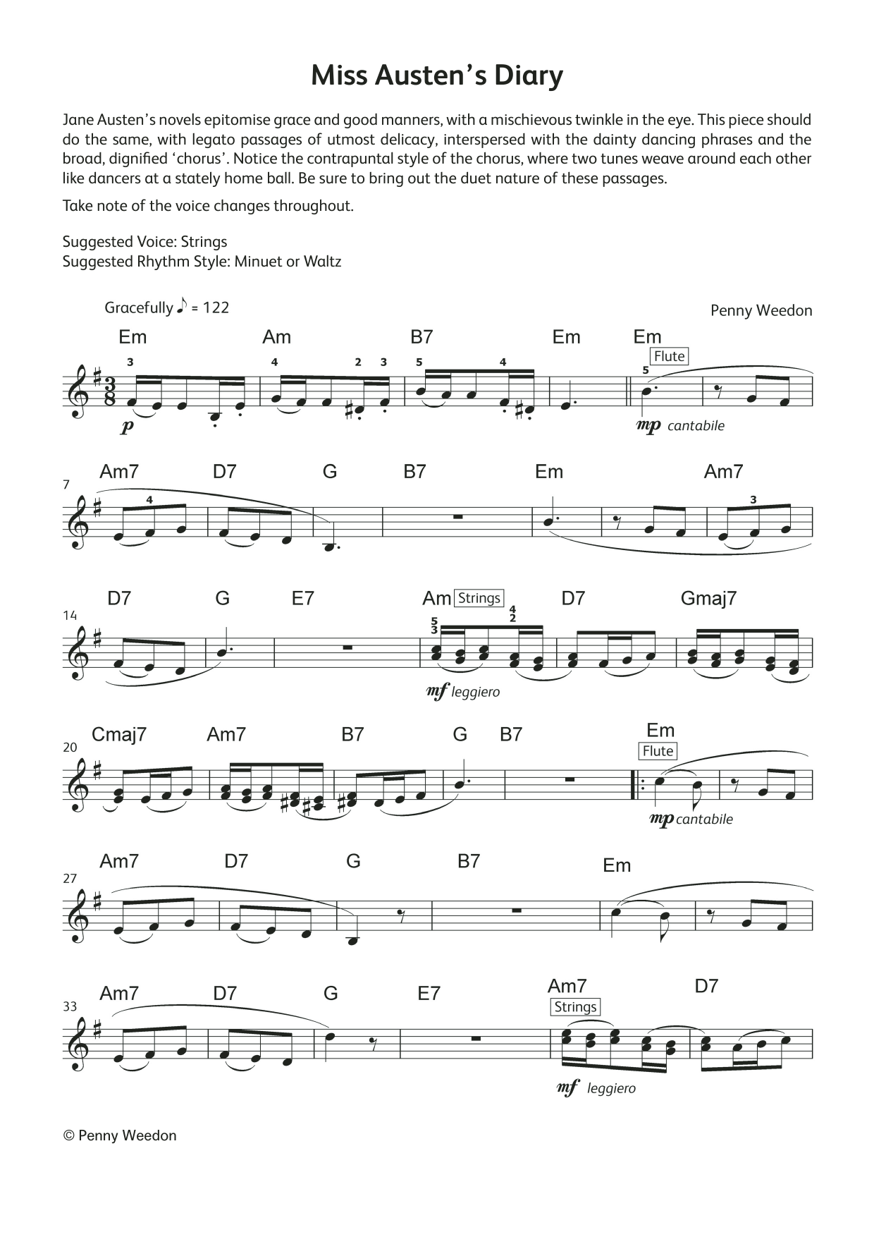 Penny Weedon Miss Austen's Diary (LCME Electronic Keyboard Grade 5 List B & C) sheet music notes and chords arranged for Piano Solo