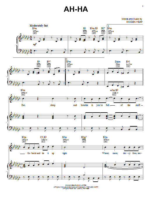 Pentatonix Ah-Ha sheet music notes and chords arranged for Piano, Vocal & Guitar Chords (Right-Hand Melody)
