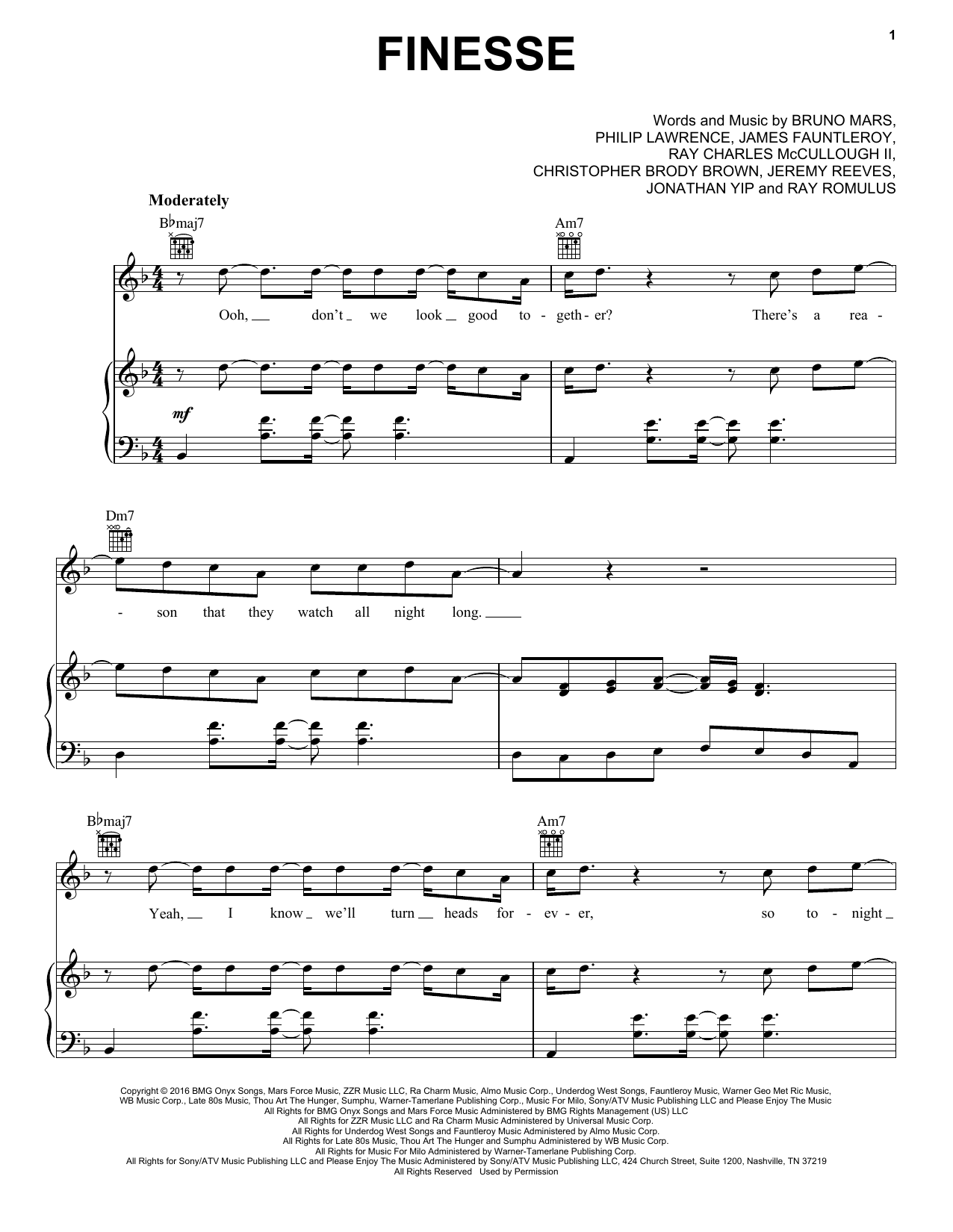 Pentatonix Finesse sheet music notes and chords arranged for Piano, Vocal & Guitar Chords (Right-Hand Melody)